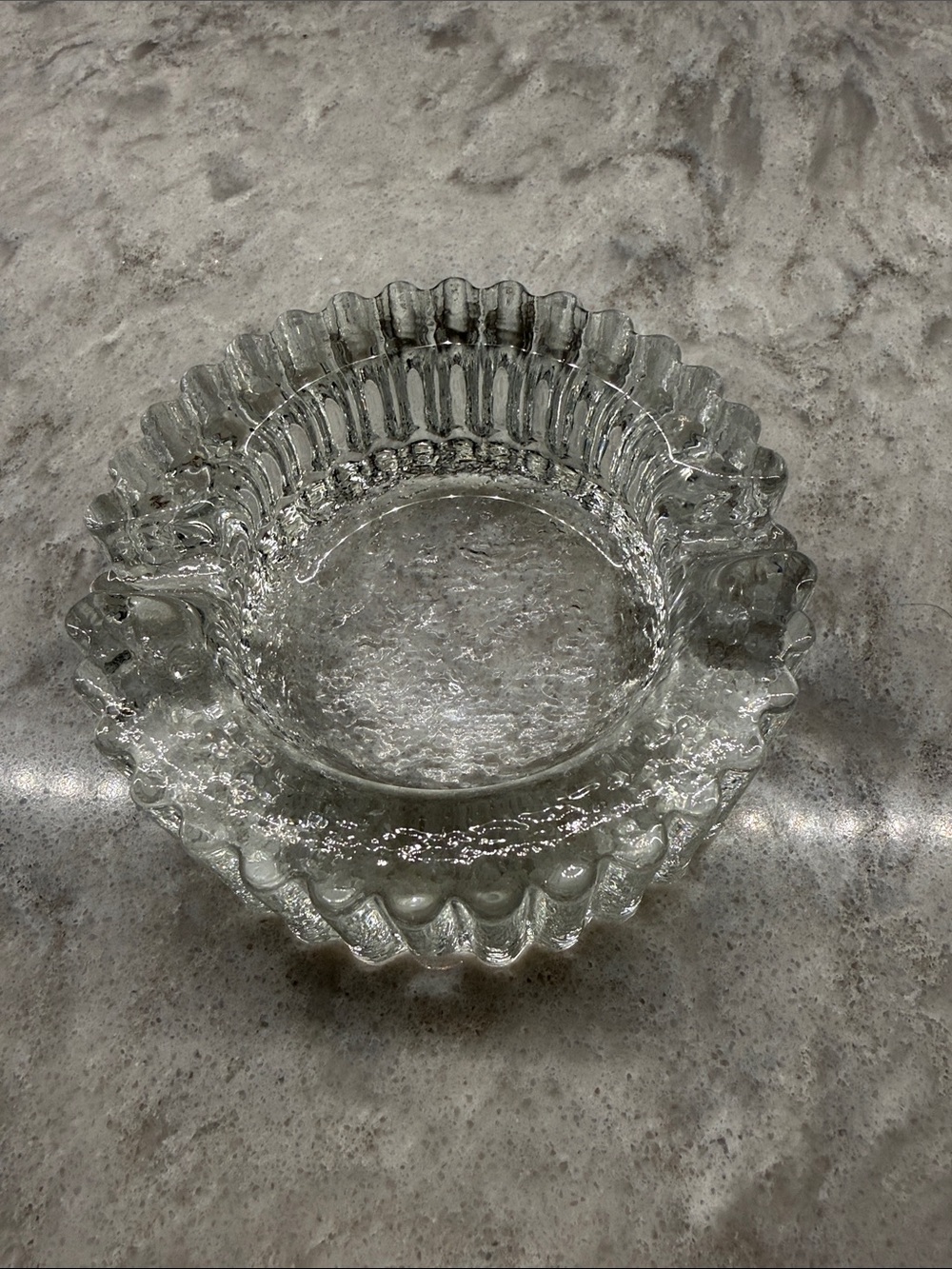 Crystal Glass Ashtray by Willy Johansson, Nautilus for Hadeland(?)